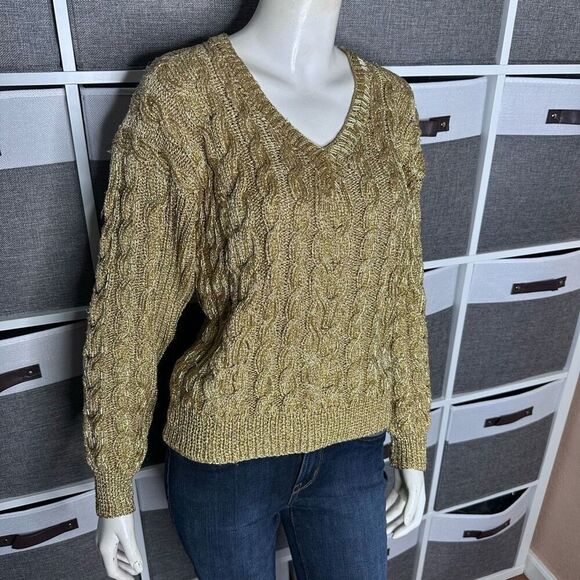 Lillie Rubin Exclusive Vintage Gold Metallic Beaded Sweater Size Small - Picture 6 of 10
